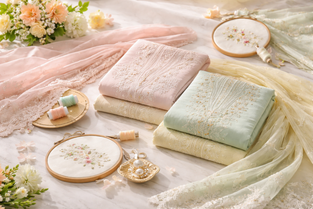 Exclusive Embroidered Summer Suits for Festive Season